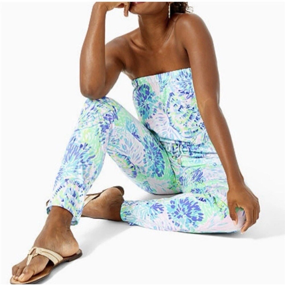 Lilly Pulitzer Keely Strapless Jumpsuit Womens Size L Shell of a Party NWT - Picture 2 of 6